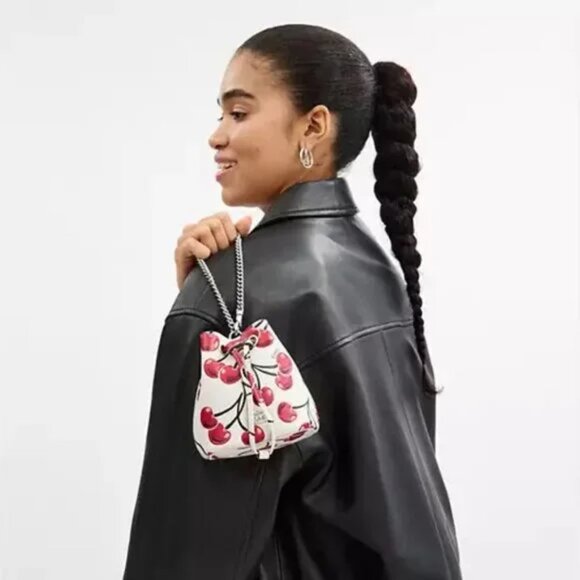 COACH Drawstring Wristlet with Cherry Print NWT - Picture 4 of 6